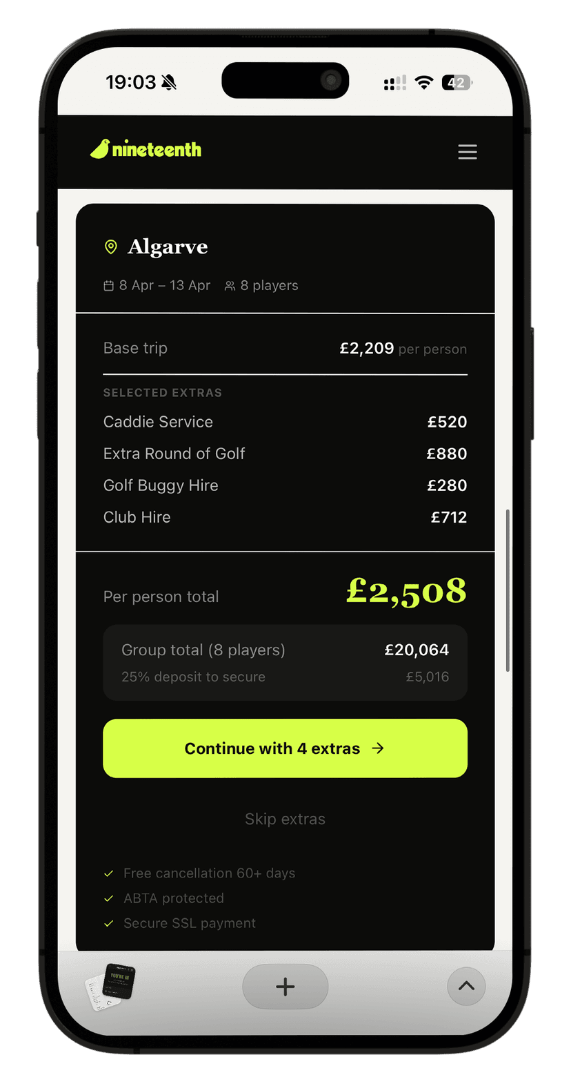 Add-ons: caddies, buggies, club hire and extra rounds