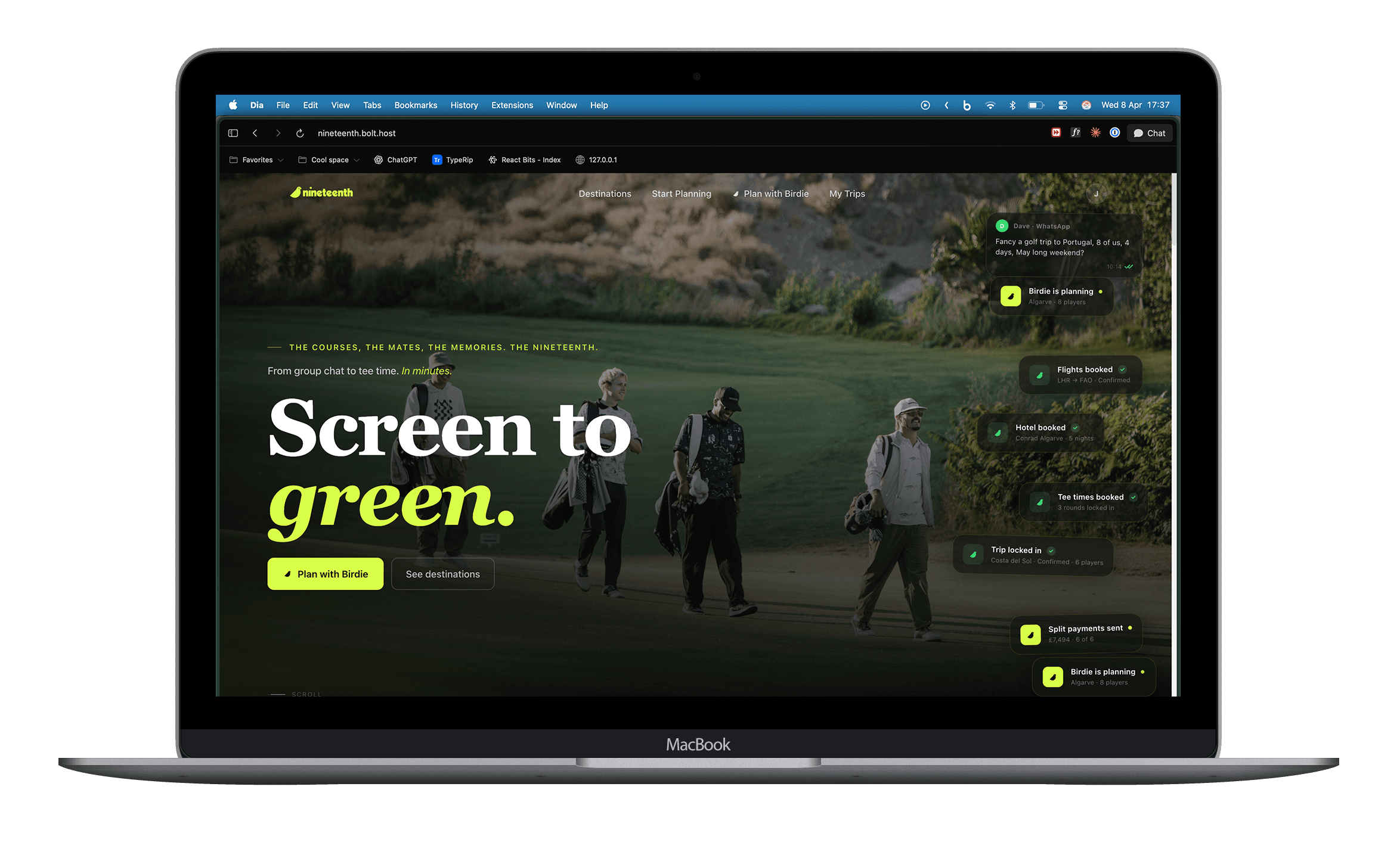 Landing, positioned as curation, not a booking aggregator